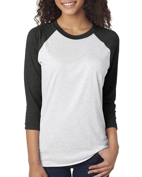 Tultex 245 Unisex Fine Jersey Raglan T-Shirt - Vintage White/ Black XS