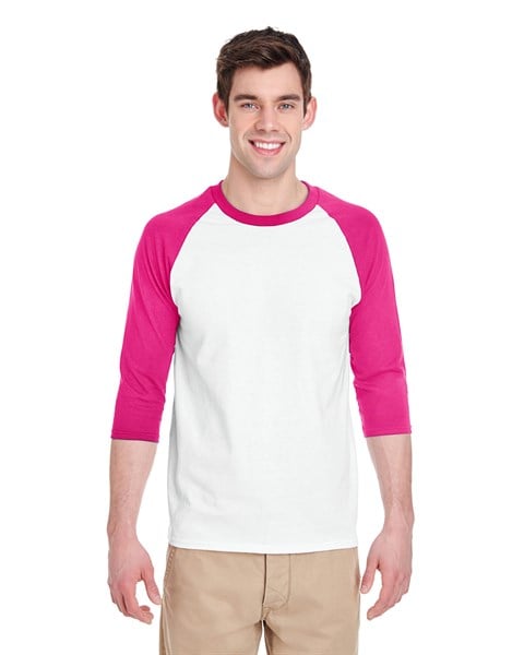 Multipack 5700 Men Bundle Raglan Bulk T-Shirts - Make Your Own Color Set -  Long Sleeve Heavy Cotton Tees for Men