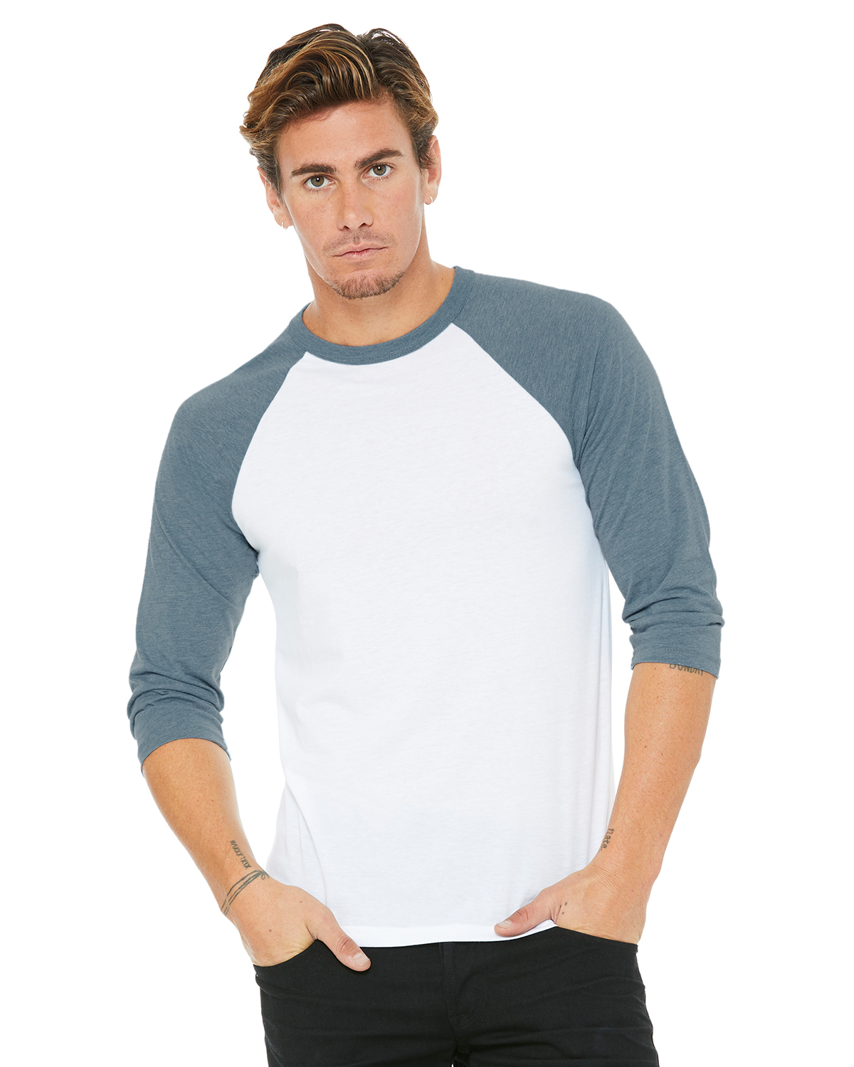 Tultex 245 Unisex Fine Jersey Raglan T-Shirt - Vintage White/ Black XS