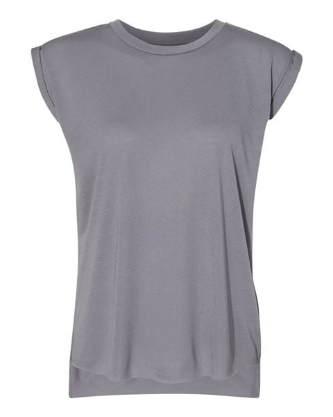 Bella + Canvas 8804 Womens Flowy Muscle Tee with Rolled Cuffs