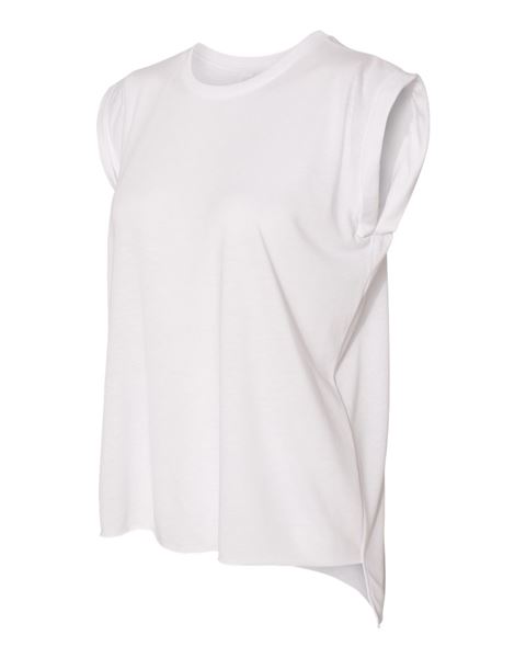 Bella + Canvas 8804 Womens Flowy Muscle Tee with Rolled Cuffs