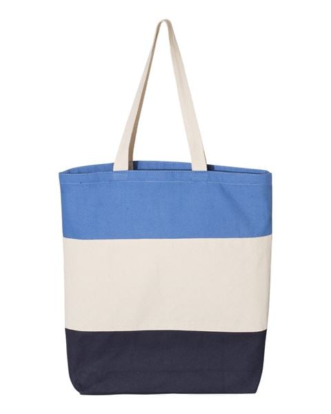 Q-Tees Q125900 Canvas Tri-Color Tote Bag