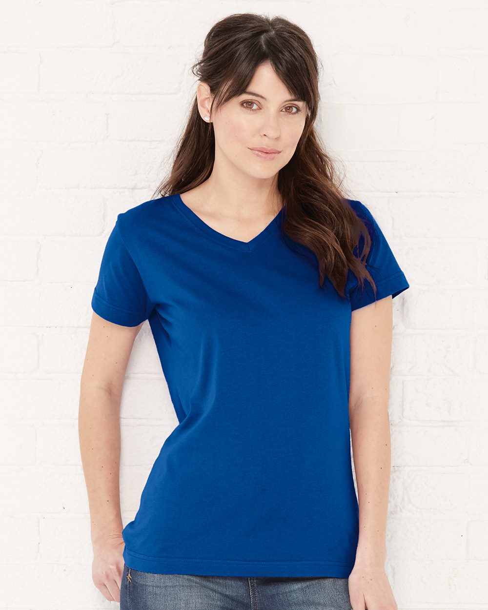 LADIES V-NECK FINE JERSEY TEE